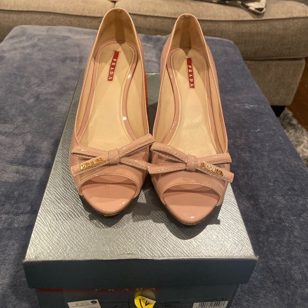 Size 36.5 light pink Prada wedge